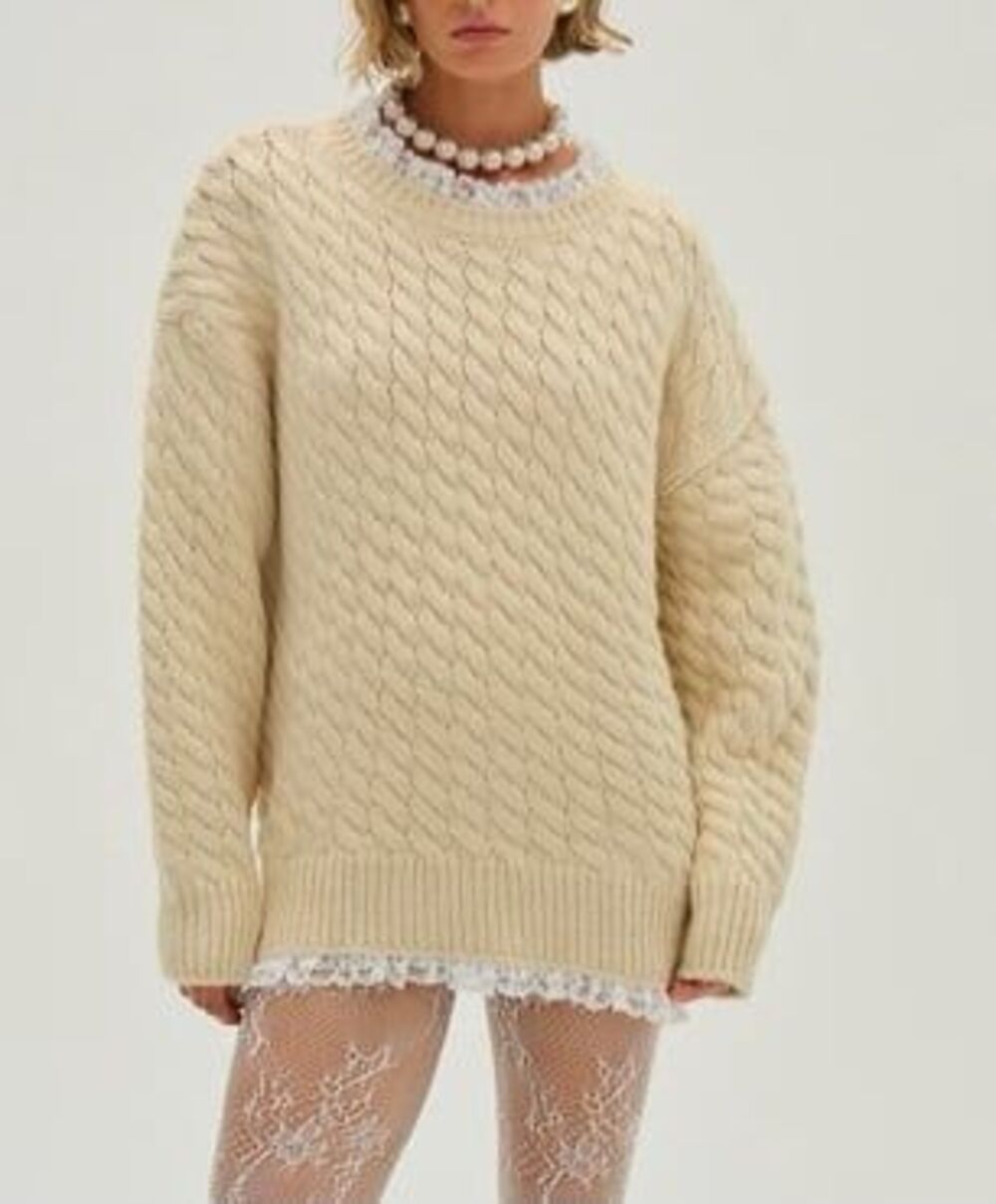 For Love & Lemons x Victoria’s Secret Milana Sweater in Ivory – Size Small